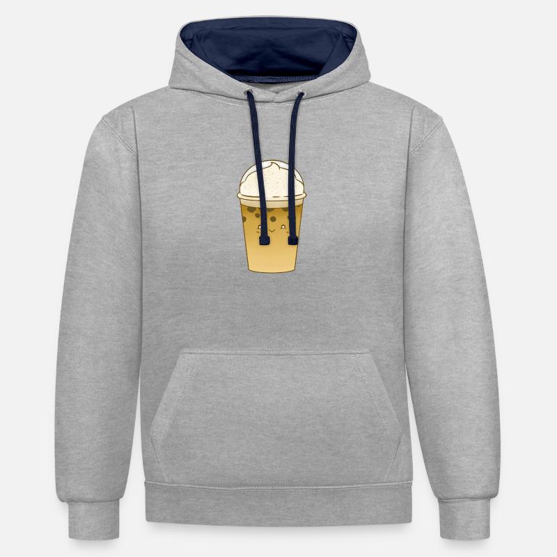 Latte à la citrouille douce - Sweat à capuche contrasté - gris chiné/bleu marine