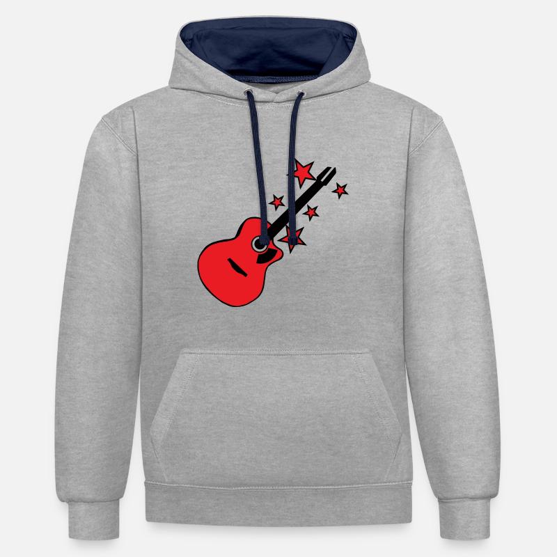 Gitarr akustisk konsert westerngitarr 23 - Kontrastluvtröja - gråmelerad/marinblå