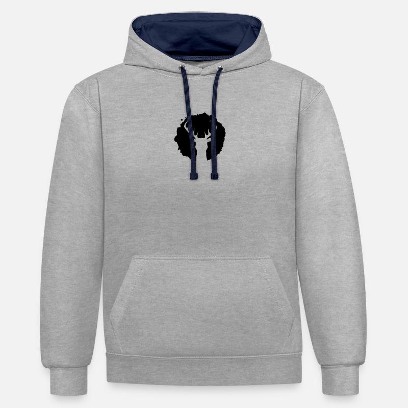 Un cerf Patch Graffiti - Sweat à capuche contrasté - gris chiné/bleu marine