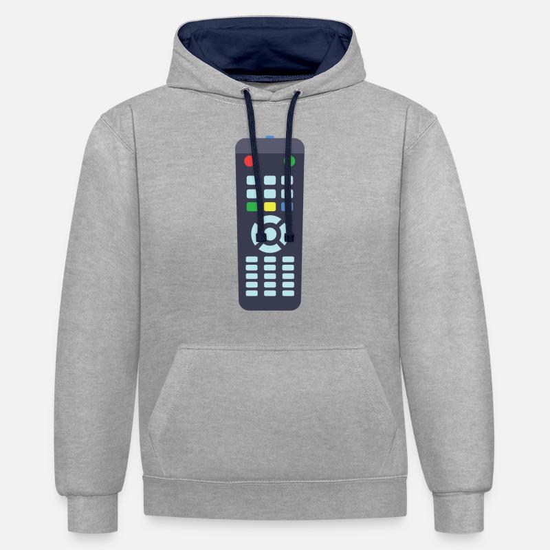 Télécommande - Sweat à capuche contrasté - gris chiné/bleu marine