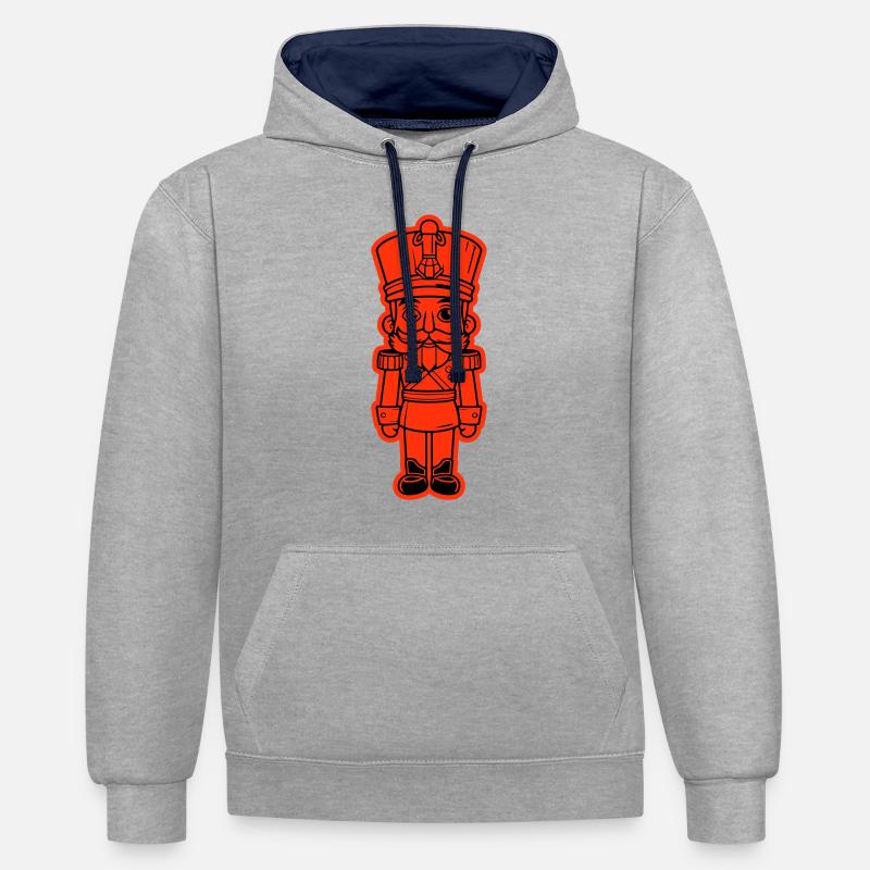 Icône de Noël Casse-Noisette - Sweat à capuche contrasté - gris chiné/bleu marine