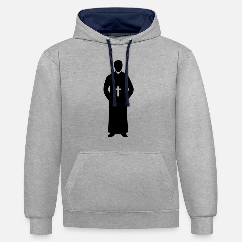 Pasteur - Sweat à capuche contrasté - gris chiné/bleu marine