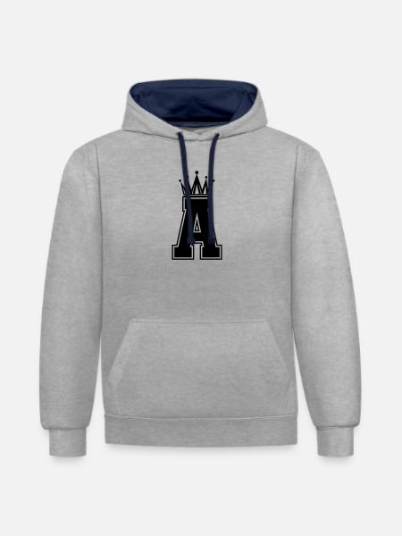 A_Buchstabe_krone - Contrast hoodie - heather grey/navy