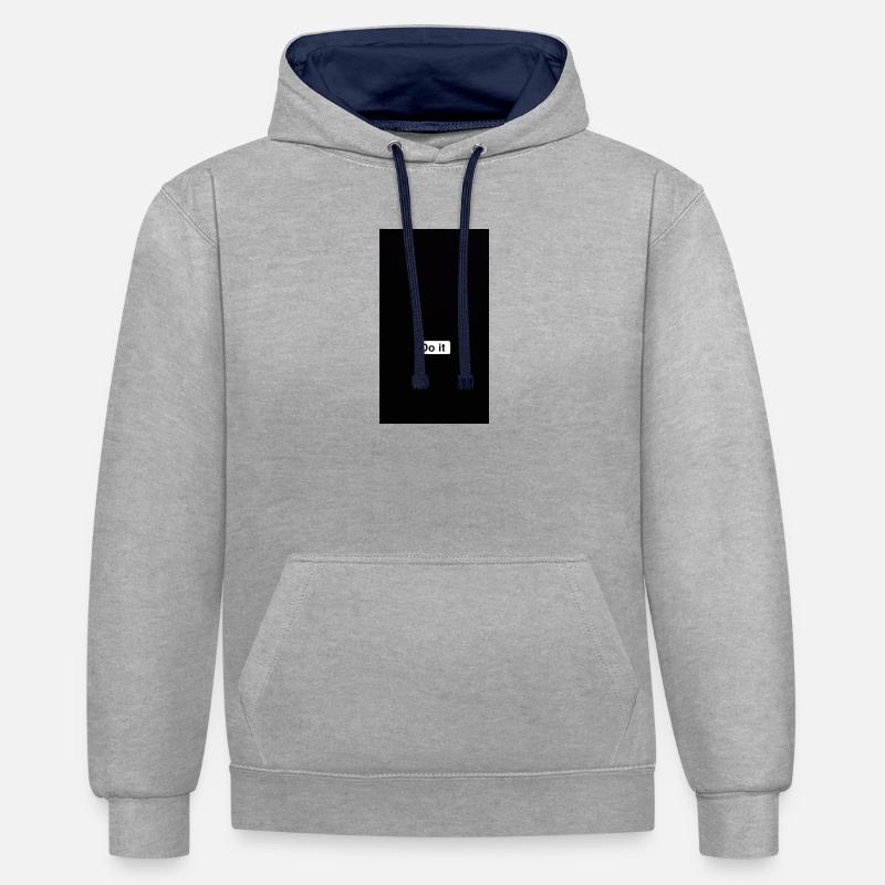 Faites-le en noir minimal - Sweat à capuche contrasté - gris chiné/bleu marine