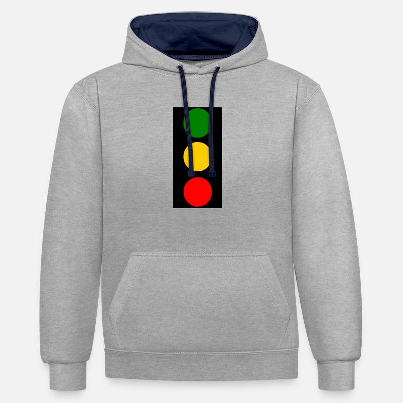 feux de circulation - Sweat à capuche contrasté - gris chiné/bleu marine