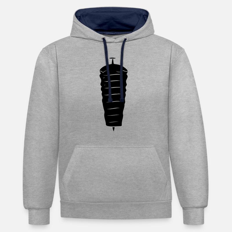 Döner Kebab - Sweat à capuche contrasté - gris chiné/bleu marine