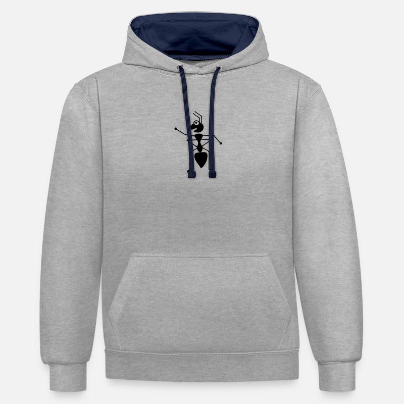 fourmi - Sweat à capuche contrasté - gris chiné/bleu marine