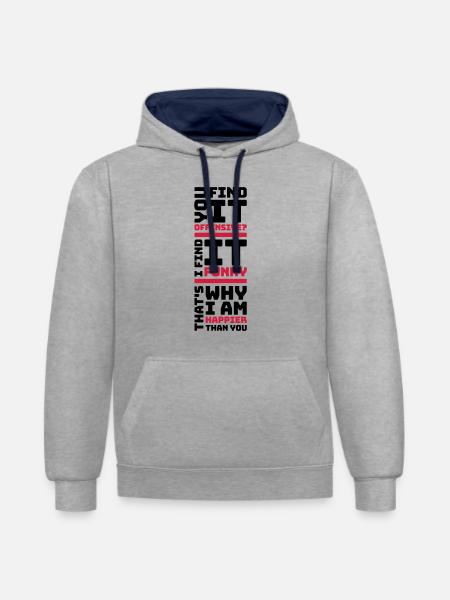 You find it offensive - Contrast hoodie - heather grey/navy