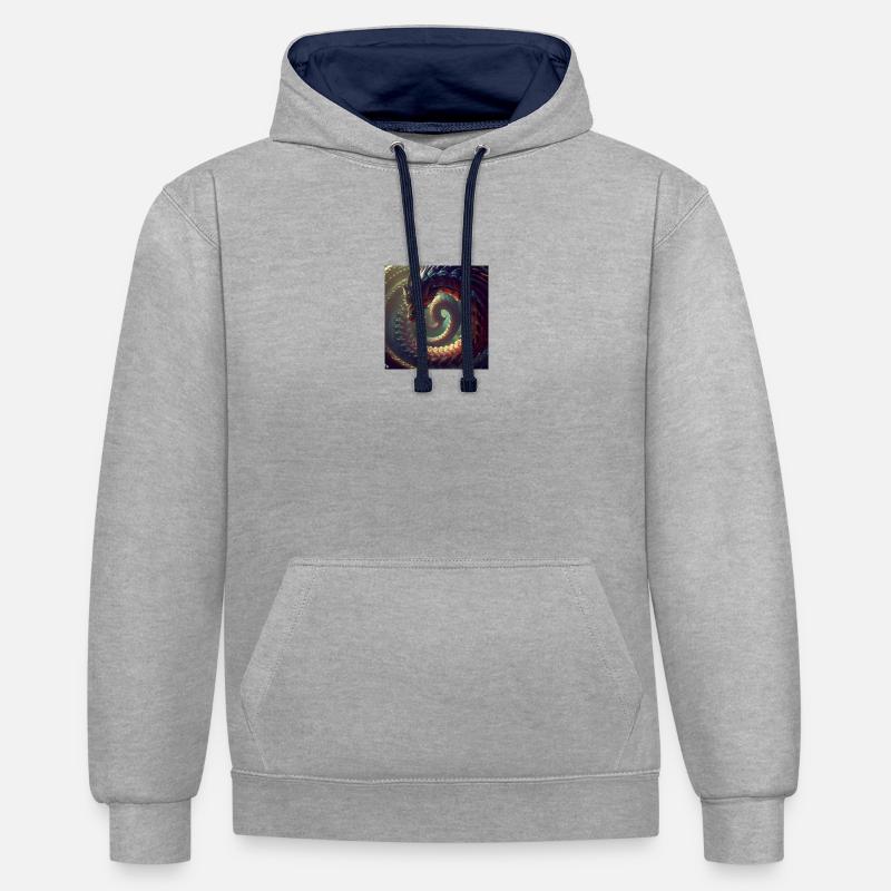un dragon de mille grands - Sweat à capuche contrasté - gris chiné/bleu marine