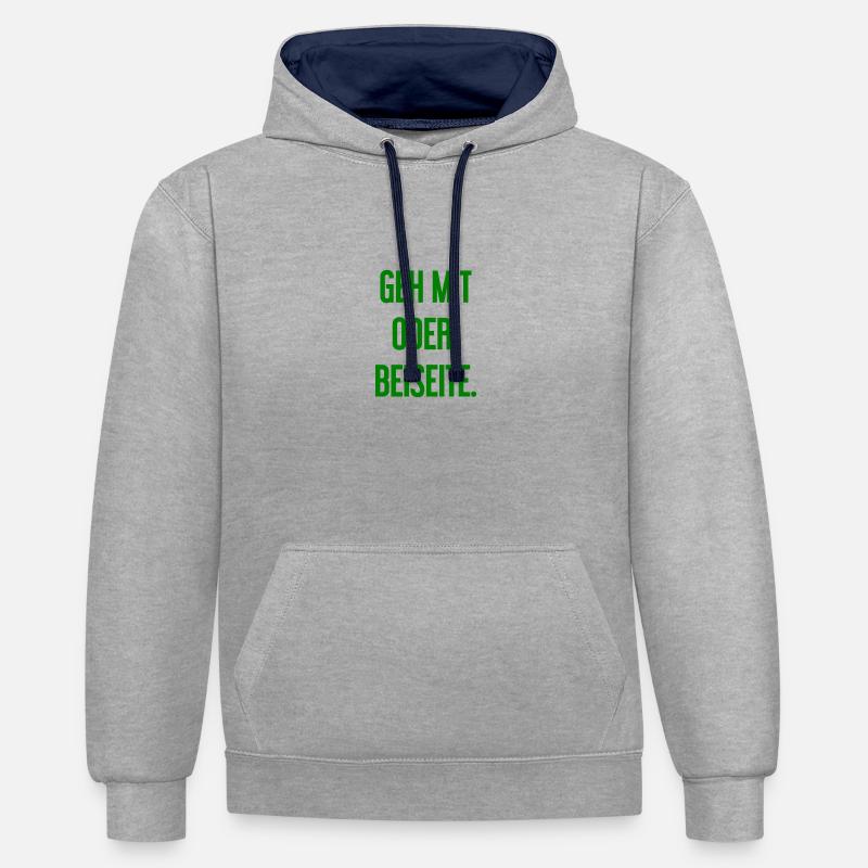 Geh mit oder beiseite - Kontrast-Hoodie - Grau meliert/Navy