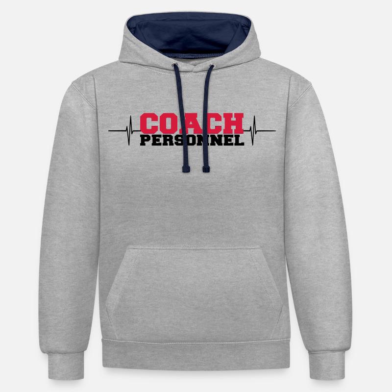 coach personnel avec fréqUENCES - Sweat à capuche contrasté - gris chiné/bleu marine