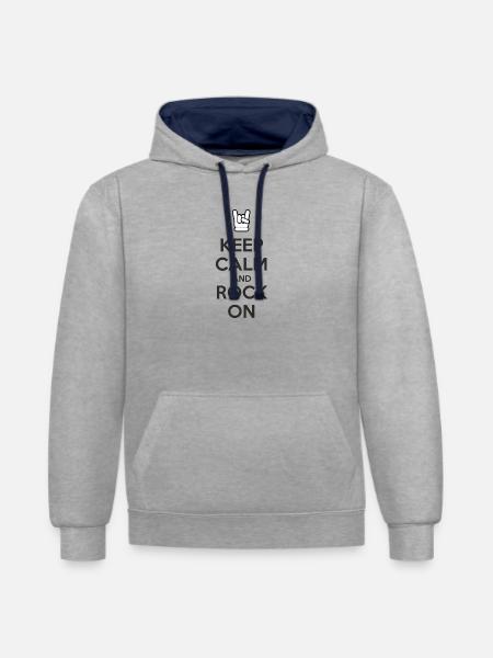 Reste calme et continue - Sweat à capuche contrasté - gris chiné/bleu marine