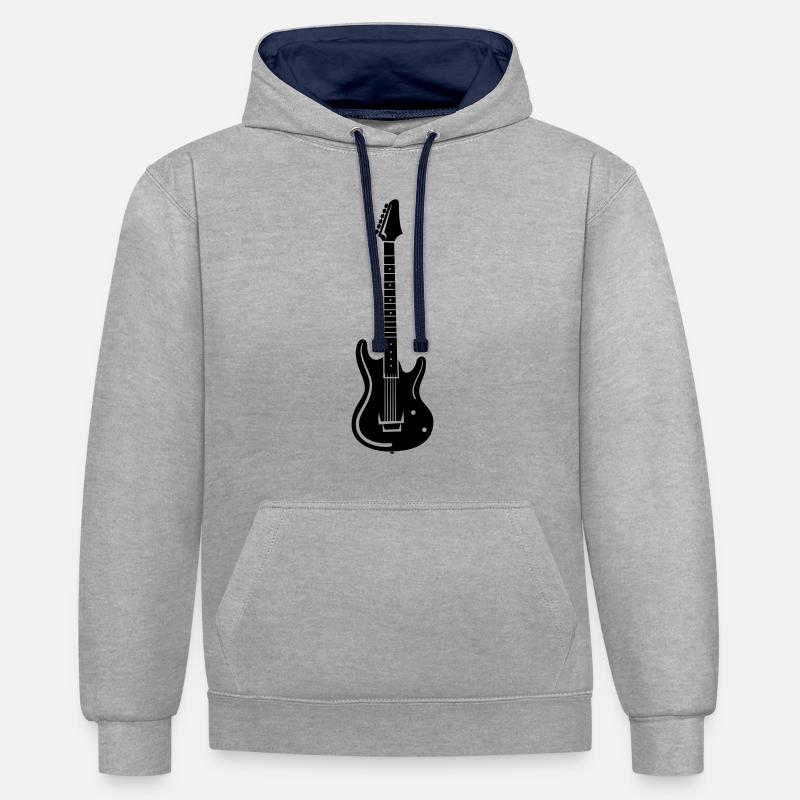 E-Gitarre - Kontrast-Hoodie - Grau meliert/Navy