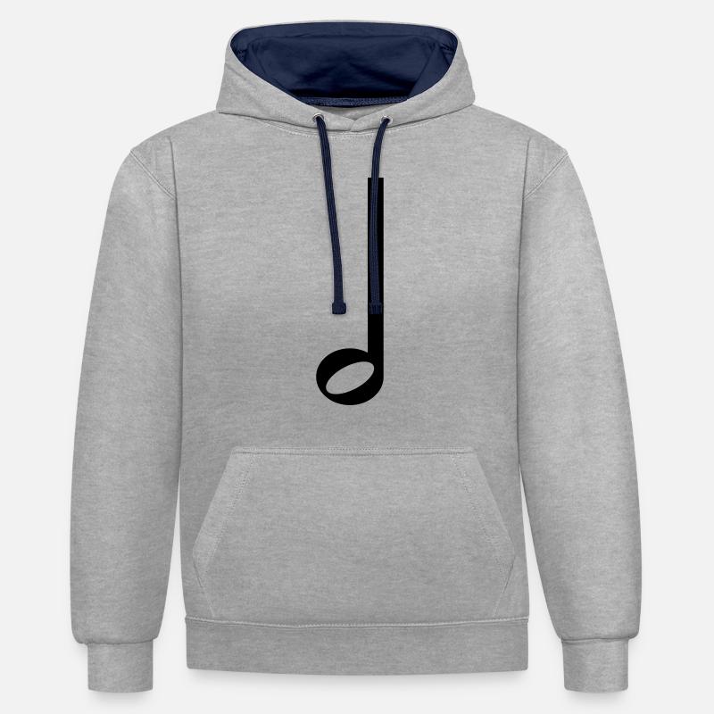 Symbole de musique demi-note - Sweat à capuche contrasté - gris chiné/bleu marine