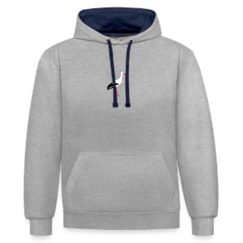 white stork - Contrast hoodie - heather grey/navy - Front - Liana (172cm) & Jaron (178cm)
