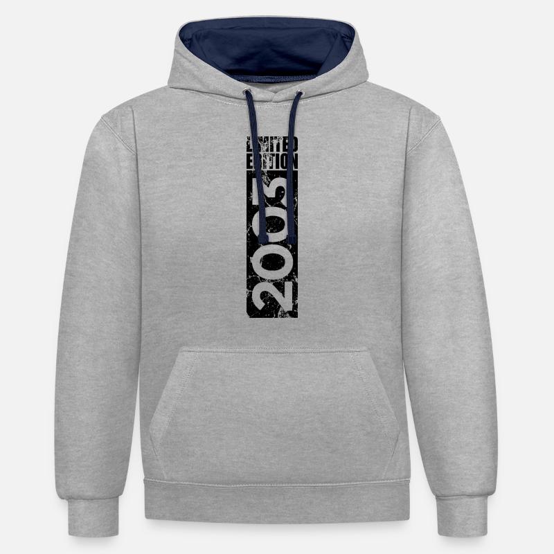 ÉDITION LIMITÉE 2003 - Sweat à capuche contrasté - gris chiné/bleu marine