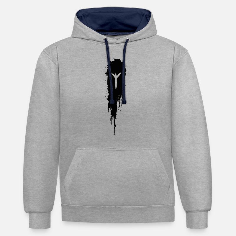 Algiz - Sweat à capuche contrasté - gris chiné/bleu marine