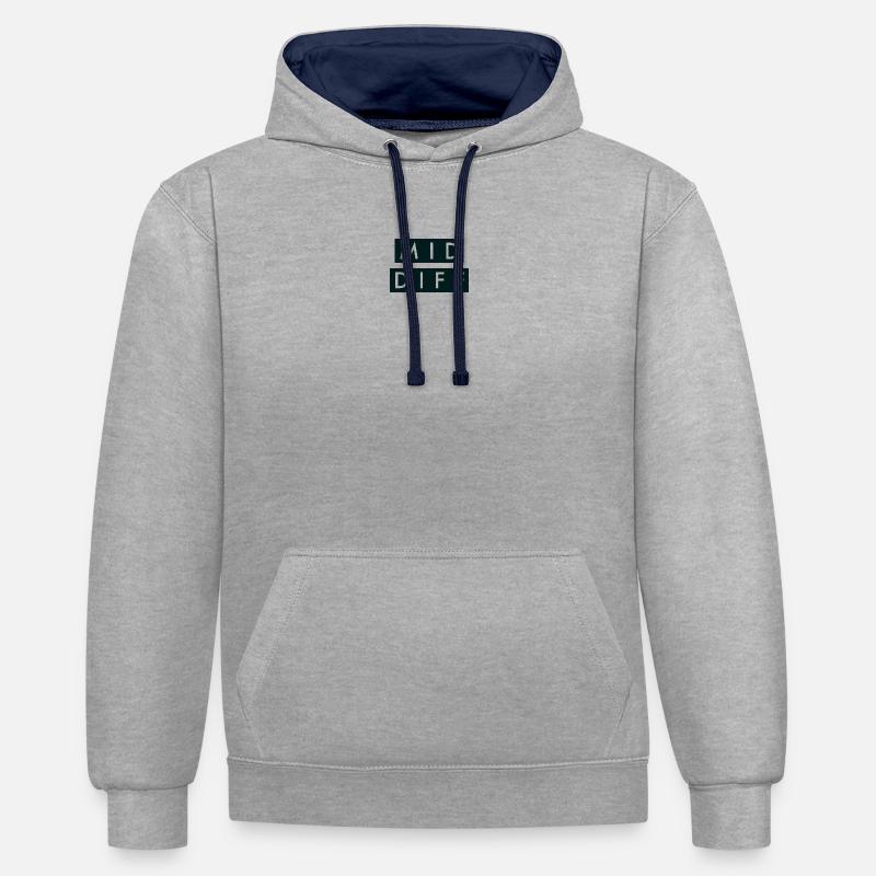 DIFF MOYEN - Sweat à capuche contrasté - gris chiné/bleu marine