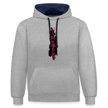 nürnberg - Kontrast-Hoodie - Grau meliert/Navy - Vorne - Liana (172cm) & Jaron (178cm)