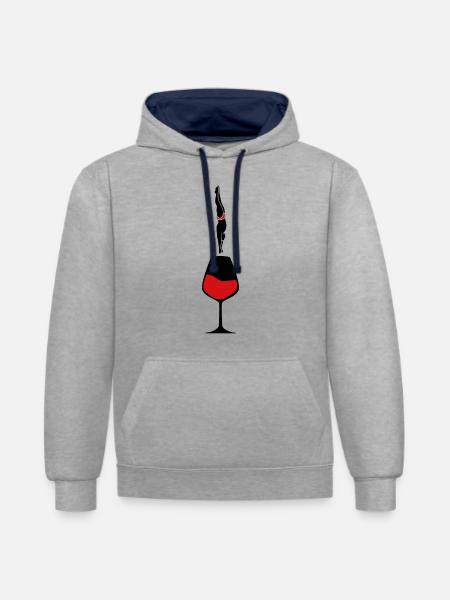 WEIN WEINKENNER - Kontrast-Hoodie - Grau meliert/Navy
