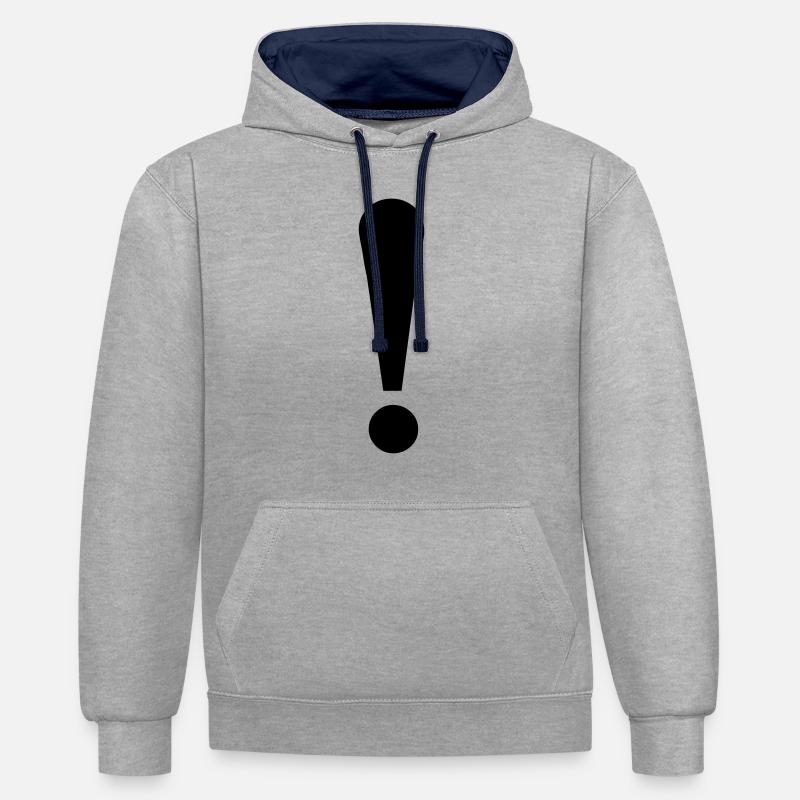 Point d'exclamation - Sweat à capuche contrasté - gris chiné/bleu marine