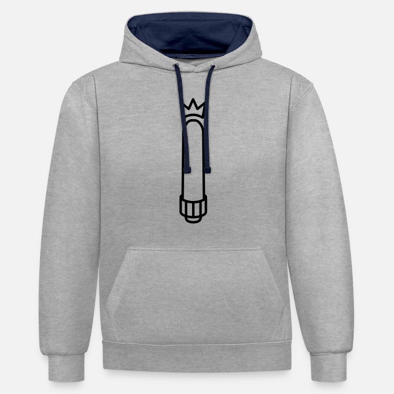 Gode avec Couronne - Sweat à capuche contrasté - gris chiné/bleu marine