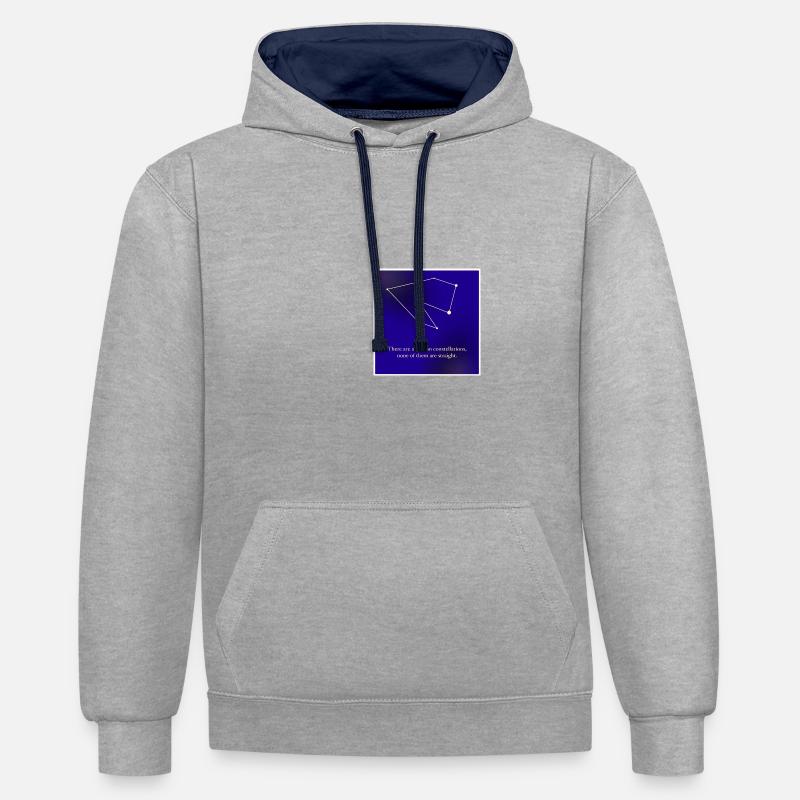 Constellation queer - Sweat à capuche contrasté - gris chiné/bleu marine