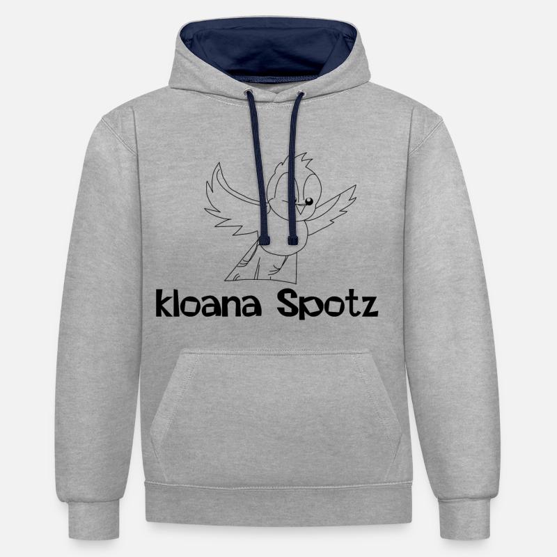 kloana Spotz-kleiner Spatz, dialecte autrichien - Sweat à capuche contrasté - gris chiné/bleu marine