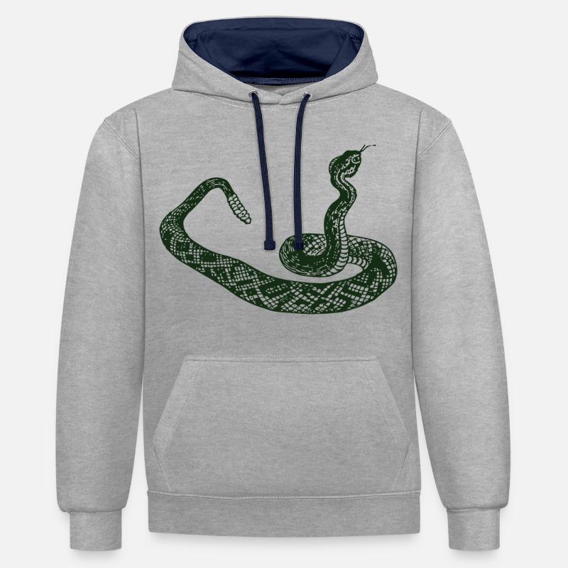 serpent à sonnette - Sweat à capuche contrasté - gris chiné/bleu marine