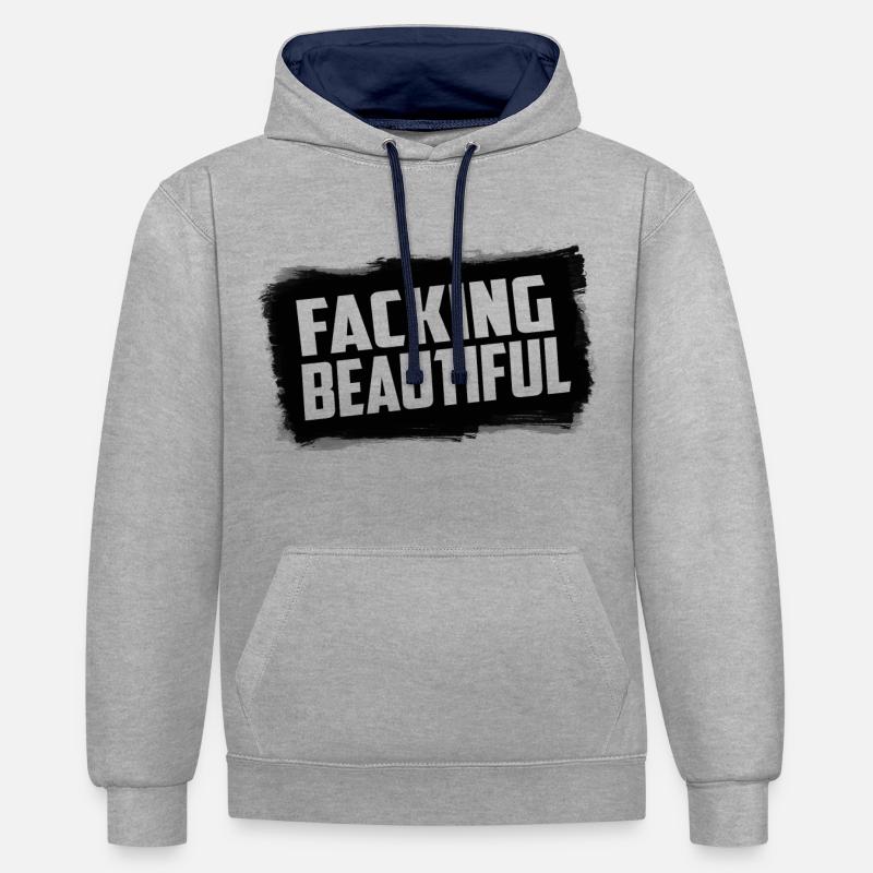 Facking Belle - Sweat à capuche contrasté - gris chiné/bleu marine