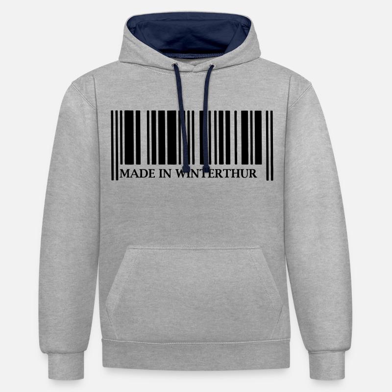 Made in Winterthur - Kontrast-Hoodie - Grau meliert/Navy