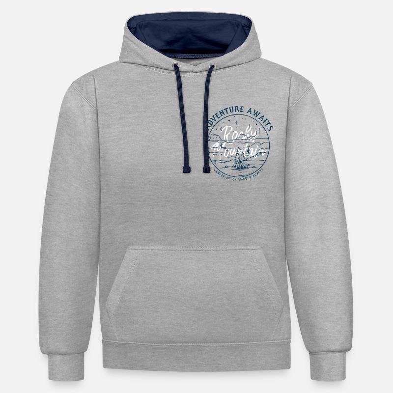 Nuit dans le désert - Sweat à capuche contrasté - gris chiné/bleu marine