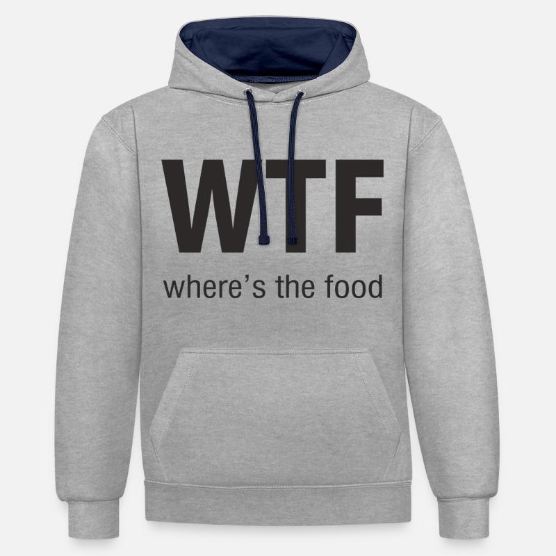 WTF - Sweat à capuche contrasté - gris chiné/bleu marine