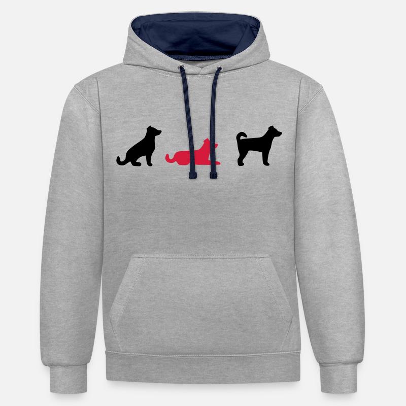 Sit Down Stand - Sweat à capuche contrasté - gris chiné/bleu marine