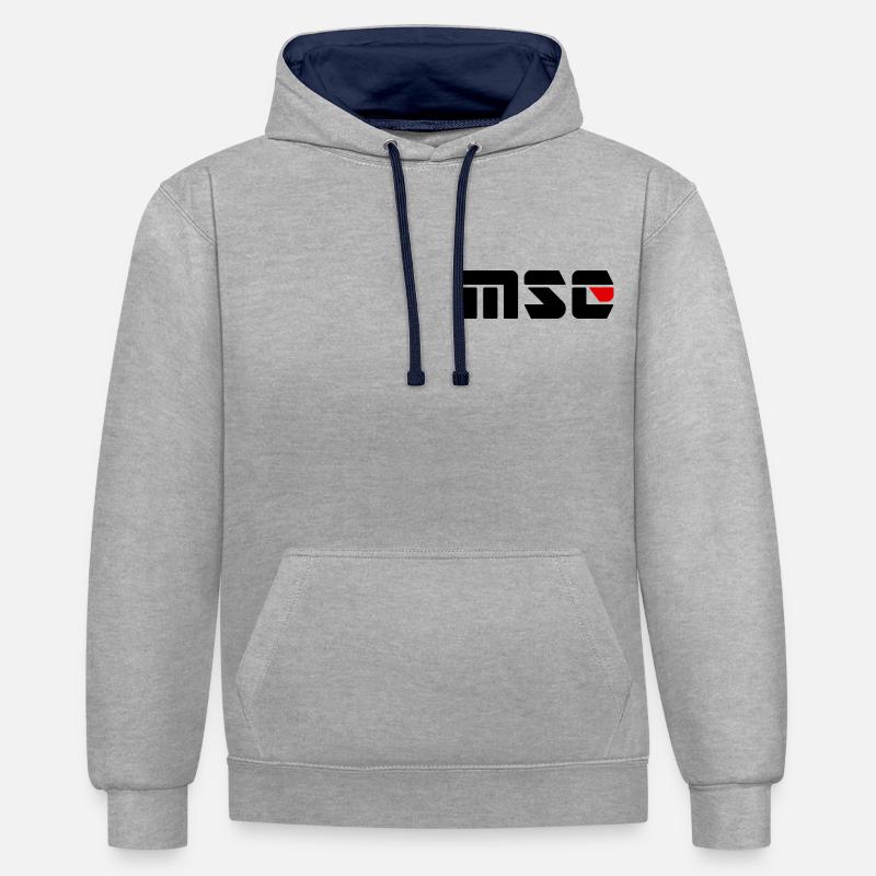 Conception MSC - Sweat à capuche contrasté - gris chiné/bleu marine