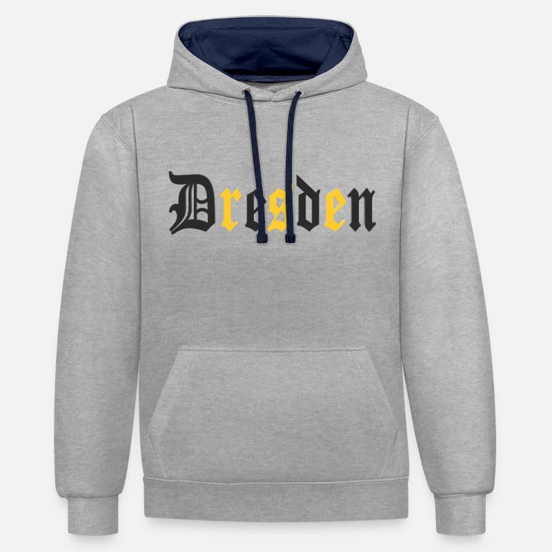 Conception de Dresde - Sweat à capuche contrasté - gris chiné/bleu marine