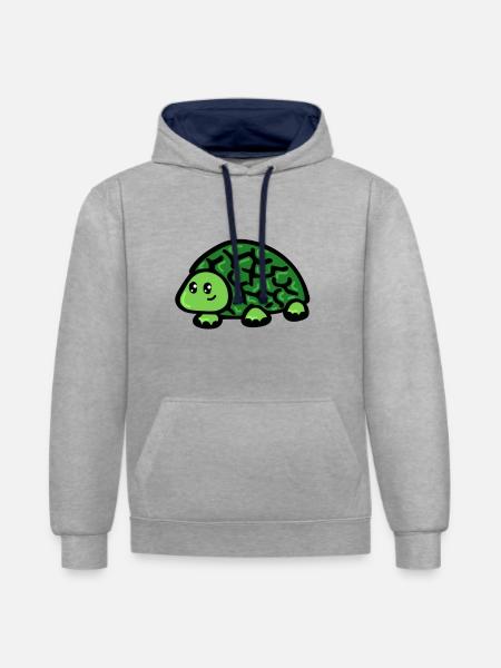 Turtle - Contrast hoodie - heather grey/navy