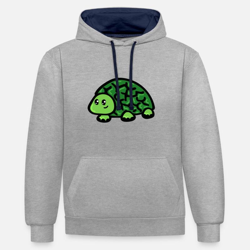 Turtle - Contrast hoodie - heather grey/navy