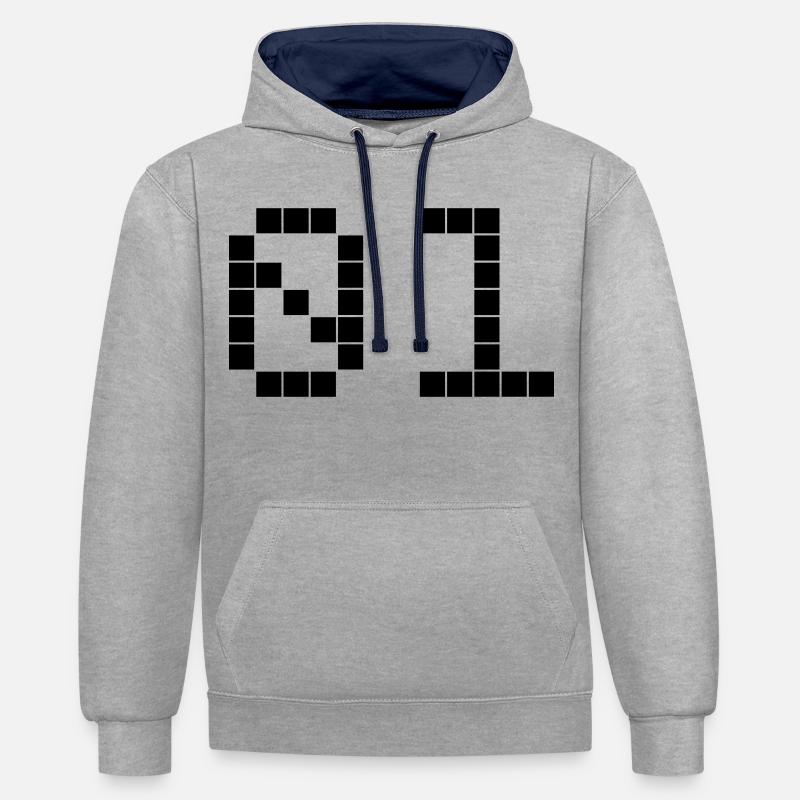 01 - Équipe - Équipage - Sweat à capuche contrasté - gris chiné/bleu marine