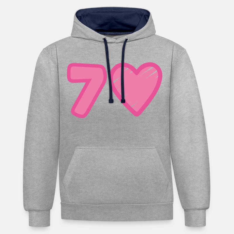 Cœur du 70e anniversaire - Sweat à capuche contrasté - gris chiné/bleu marine