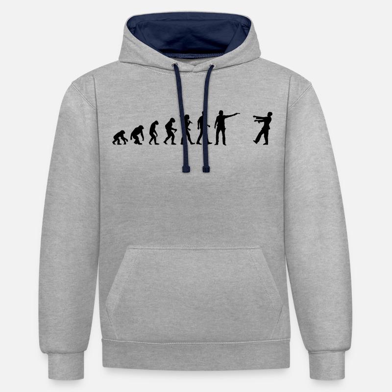 Apokalypse kann kommen - Kontrast-Hoodie - Grau meliert/Navy