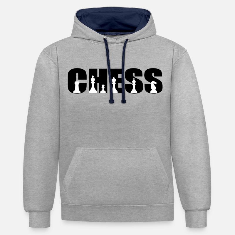 Chess - Sweat à capuche contrasté - gris chiné/bleu marine