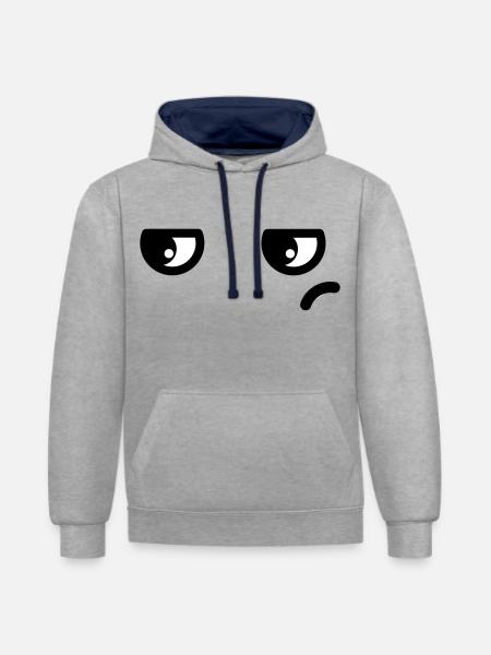 Augen Genervt Kawaii - Kontrast-Hoodie - Grau meliert/Navy