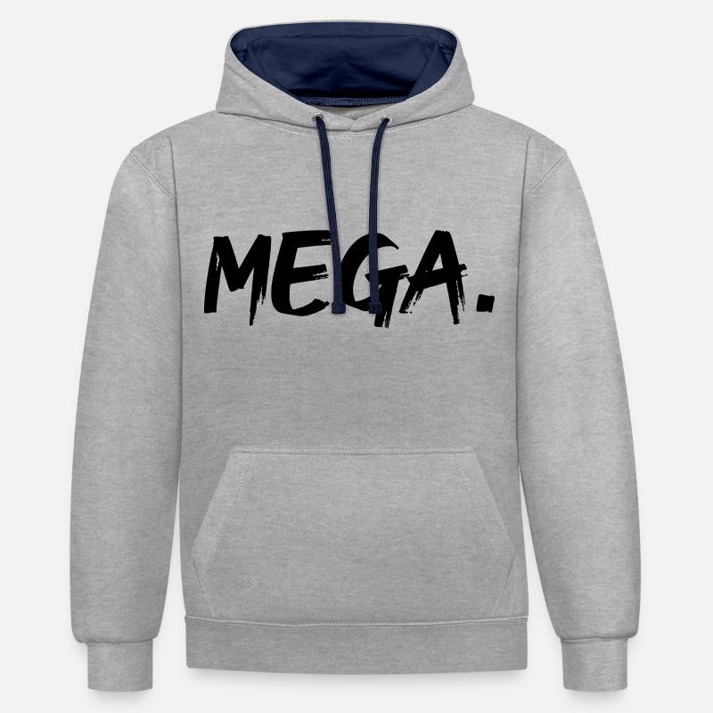 méga - Sweat à capuche contrasté - gris chiné/bleu marine