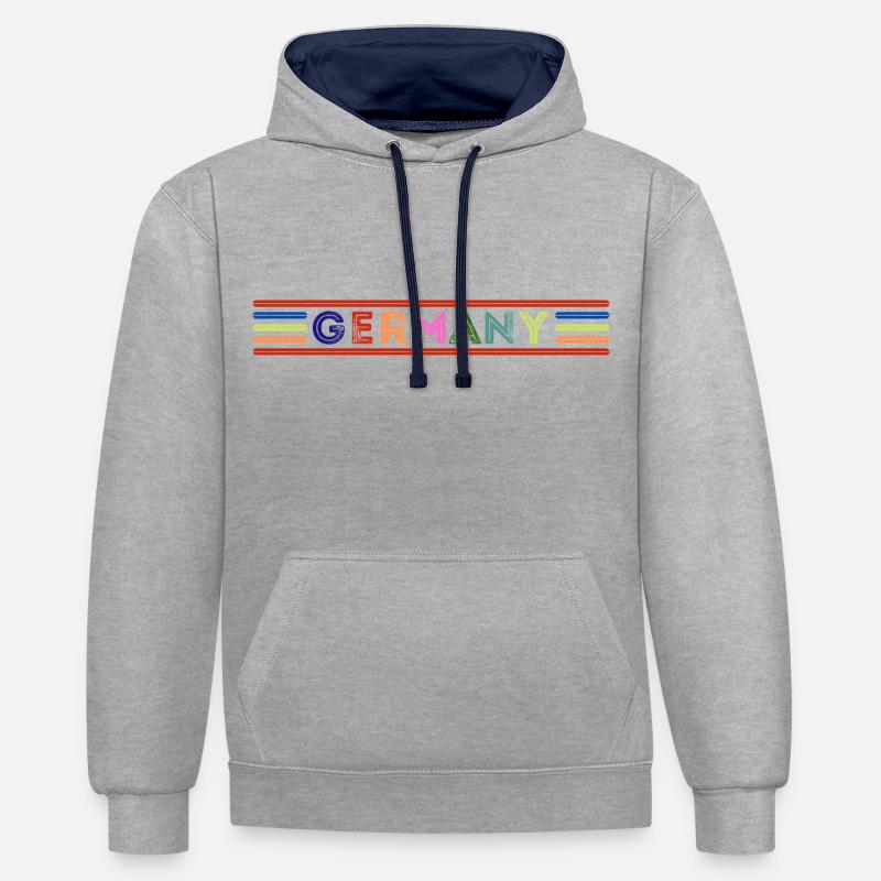 Germany - Sweat à capuche contrasté - gris chiné/bleu marine