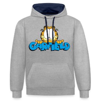 Garfield Face Logo - Contrast hoodie - heather grey/navy - Front - Liana (172cm) & Jaron (178cm)