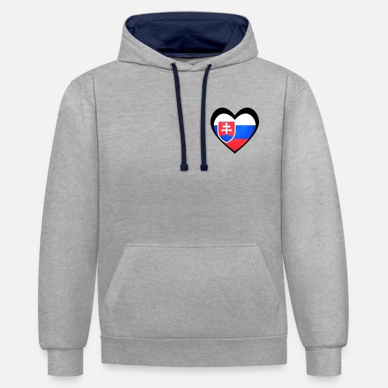 Čierne Srdce Slovensko - Sweat à capuche contrasté - gris chiné/bleu marine