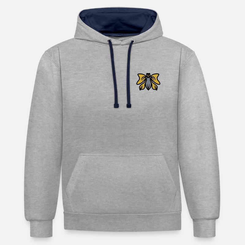 Silhouette des ailes dorées - Sweat à capuche contrasté - gris chiné/bleu marine