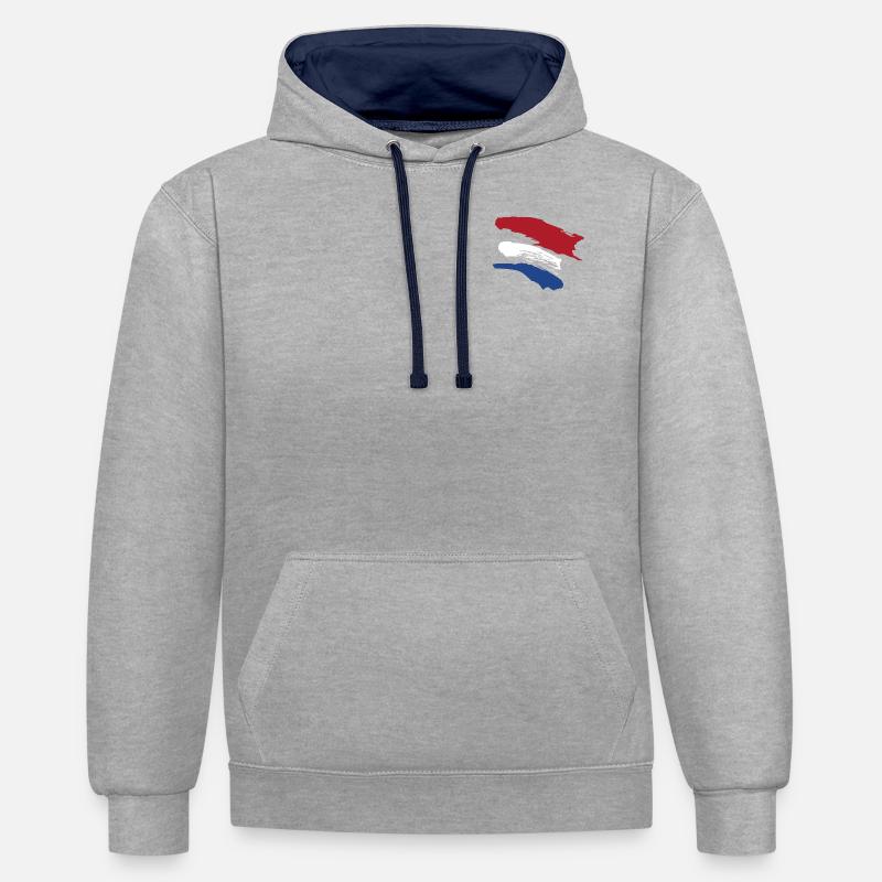 Drapeau de style néerlandais - Sweat à capuche contrasté - gris chiné/bleu marine