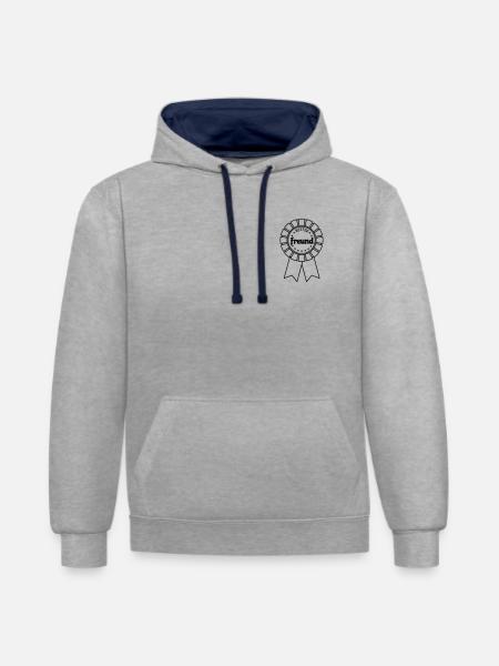 Bester Freund - Kontrast-Hoodie - Grau meliert/Navy